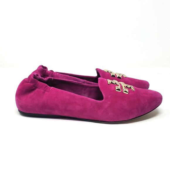 Tory Burch Eleanor Loafers Ballet Flats Fuchsia Pink Suede Leather Size US 7 - Picture 4 of 11